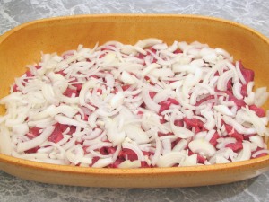 Говядина, запеченная с картофелем и грибами Говядина, запеченная с картофелем и грибами