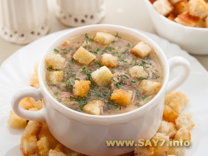 Рецепт Суп с чечевицей, беконом и сухариками