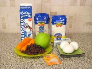 Запеканка с рисом, яблоками и изюмом. Ингредиенты