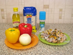 Морепродукты с рисом. Ингредиенты