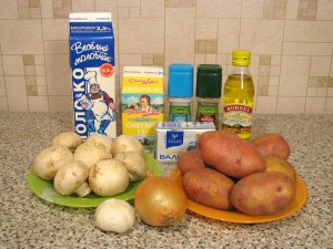 Запеканка с грибами и картофельным пюре. Ингредиенты