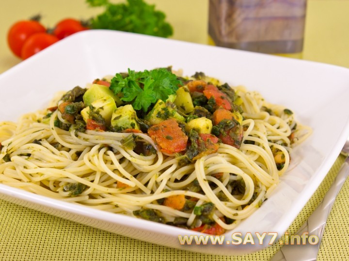 Рецепт Спагетти с кабачками и шпинатом