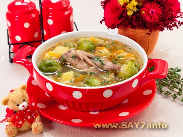 Рецепт Суп с перепелами, брюссельской капустой и картофелем