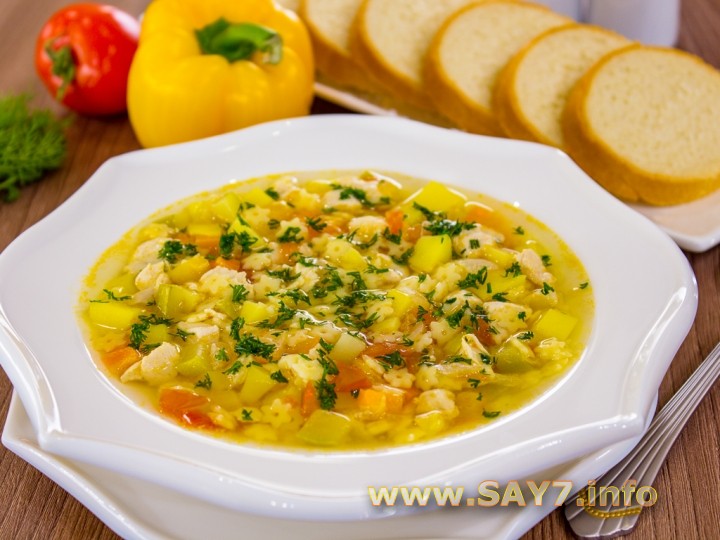 Рецепт Суп с овощами, макаронами и куриным филе